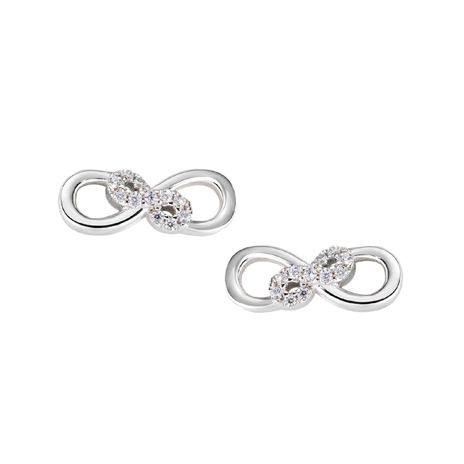 Orecchini lobo donna Amen Amore in argento doppio infinito con zirconi bianchi EININBBZ-1