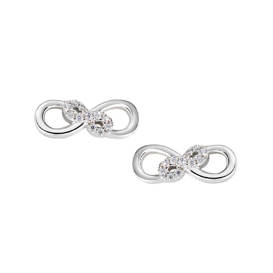 Orecchini lobo donna Amen Amore in argento doppio infinito con zirconi bianchi EININBBZ-1