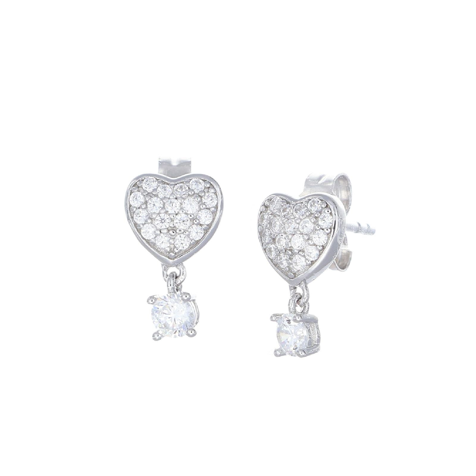 Orecchini lobo donna Amen Sacro in argento a cuore con zirconi e punto luce EPHBBZ-1