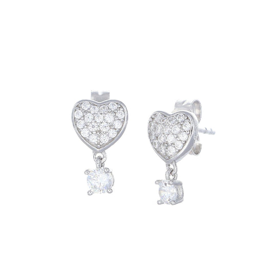 Orecchini lobo donna Amen Sacro in argento a cuore con zirconi e punto luce EPHBBZ-1