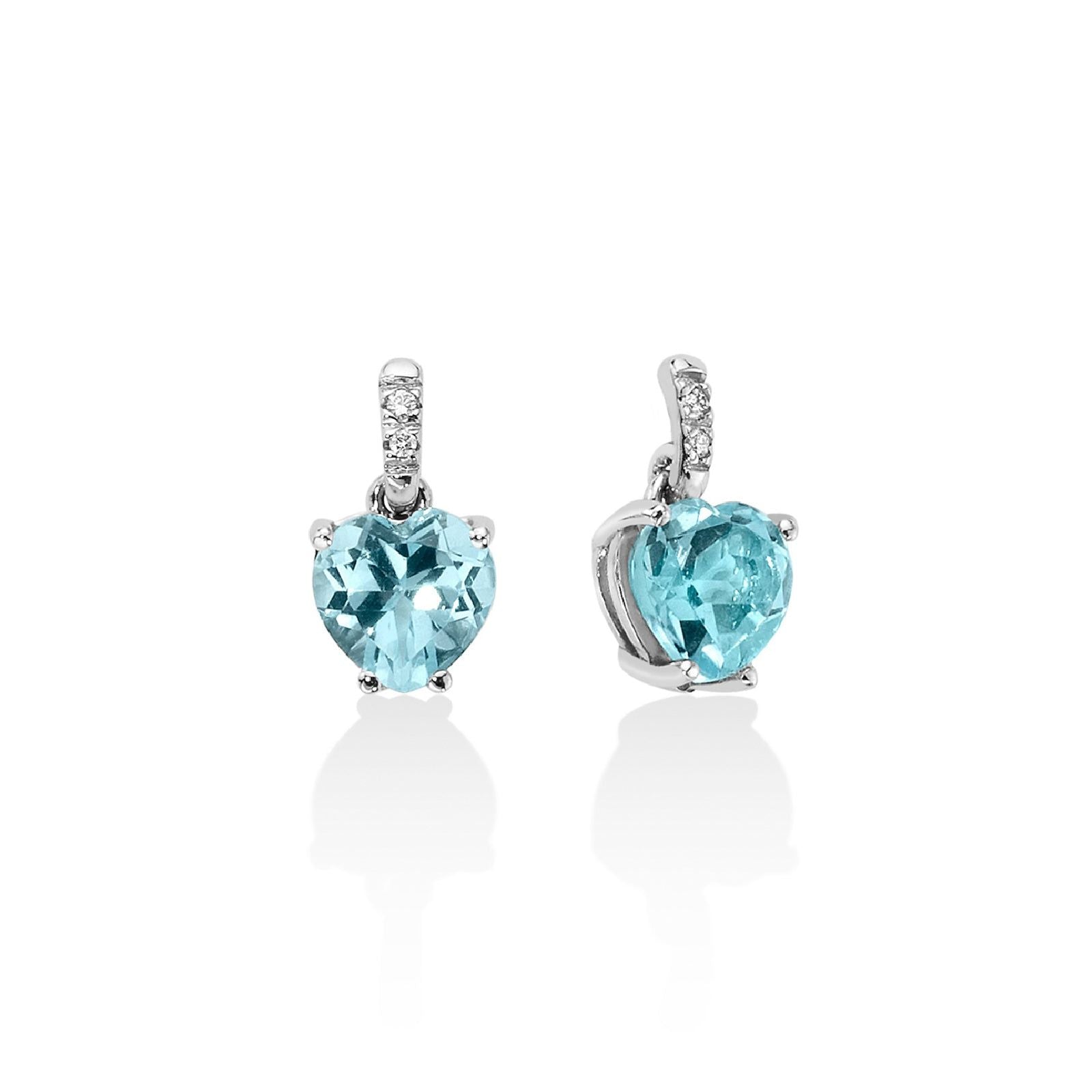 Orecchini donna Miluna Gemma del Cielo oro bianco diamanti 0,016ct e topazi cuore 1,88 ct ERD2407-1