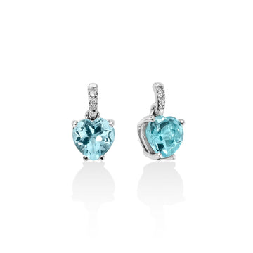 Orecchini donna Miluna Gemma del Cielo oro bianco diamanti 0,016ct e topazi cuore 1,88 ct ERD2407-1