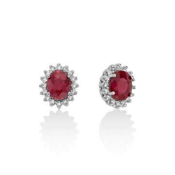 Orecchini donna Miluna Gemme Preziose in oro bianco diamanti 0,128ct rubini 0,86ct ERD2703-1