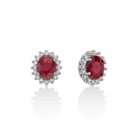 Orecchini donna Miluna Gemme Preziose in oro bianco diamanti 0,128ct rubini 0,86ct ERD2703-1