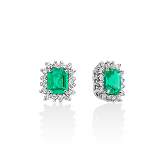 Orecchini donna Miluna Gemme Preziose in oro bianco diamanti 0,2304ct smeraldi 0,8ct ERD2707-1