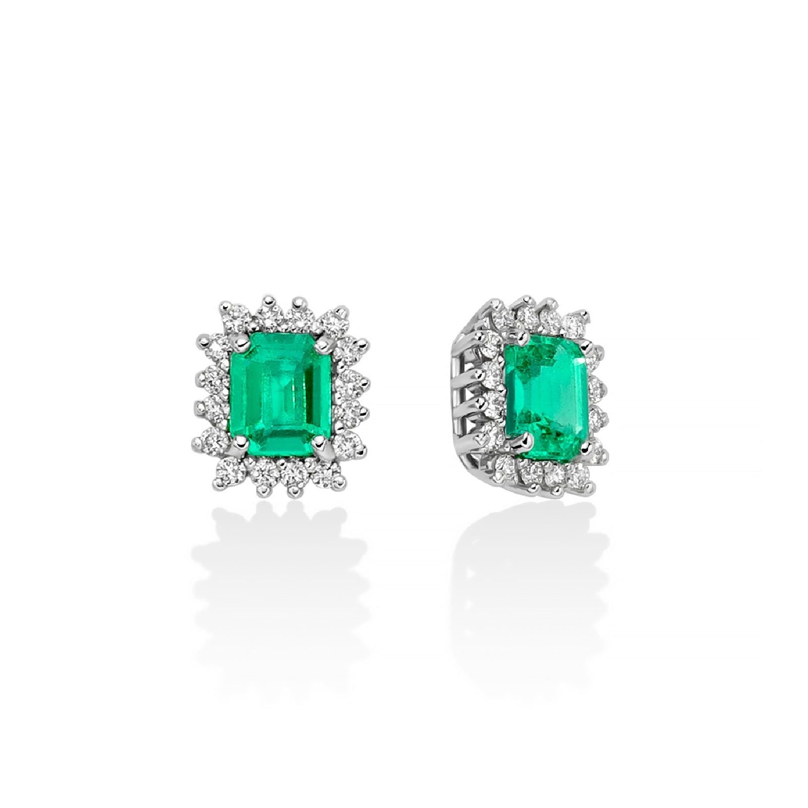 Orecchini donna Miluna Gemme Preziose in oro bianco diamanti 0,2304ct smeraldi 0,8ct ERD2707-1