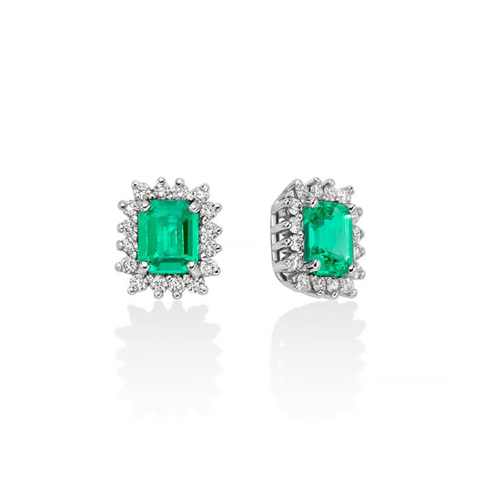 Orecchini donna Miluna Gemme Preziose in oro bianco diamanti 0,2304ct smeraldi 0,8ct ERD2707-1
