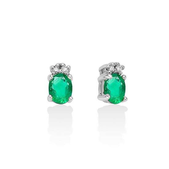 Orecchini donna Miluna Gemme 375 in oro bianco 4 diamanti 0,0192ct smeraldi 0,3ct ERD2793X-1