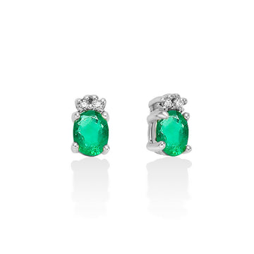 Orecchini donna Miluna Gemme 375 in oro bianco 4 diamanti 0,0192ct smeraldi 0,3ct ERD2793X-1