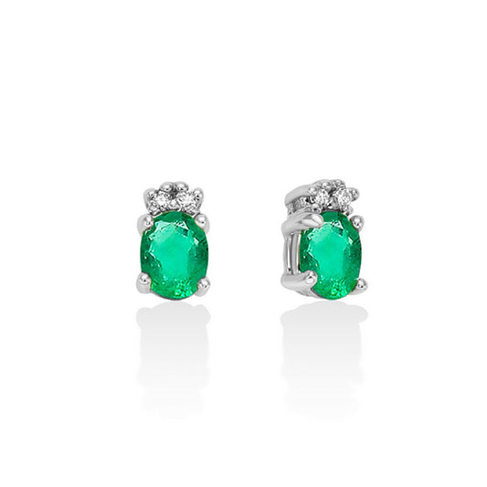 Orecchini donna Miluna Gemme 375 in oro bianco 4 diamanti 0,0192ct smeraldi 0,3ct ERD2793X-1
