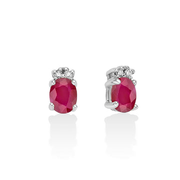 Orecchini donna Miluna Gemme 375 in oro bianco 4 diamanti 0,0192ct rubini 0,42ct ERD2795X-1