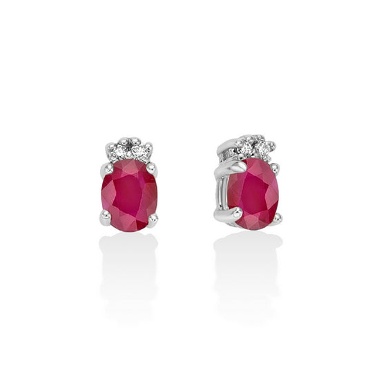 Orecchini donna Miluna Gemme 375 in oro bianco 4 diamanti 0,0192ct rubini 0,42ct ERD2795X-1