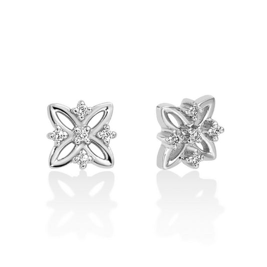 Orecchini donna Miluna Diamanti 375 oro bianco a fiore con diamanti 0,033ct ERD2805X-1