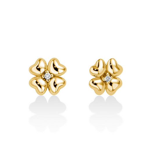 Orecchini donna Miluna Diamanti 375 oro giallo quadrifoglio diamanti 0,0066ct ERD2811X-1