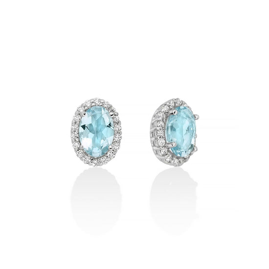 Orecchini donna Miluna oro bianco diamanti 0,144ct acquamarine 0,74ct ERD2841-1