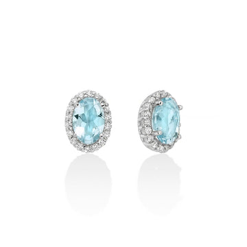 Orecchini donna Miluna oro bianco diamanti 0,144ct acquamarine 0,74ct ERD2841-1