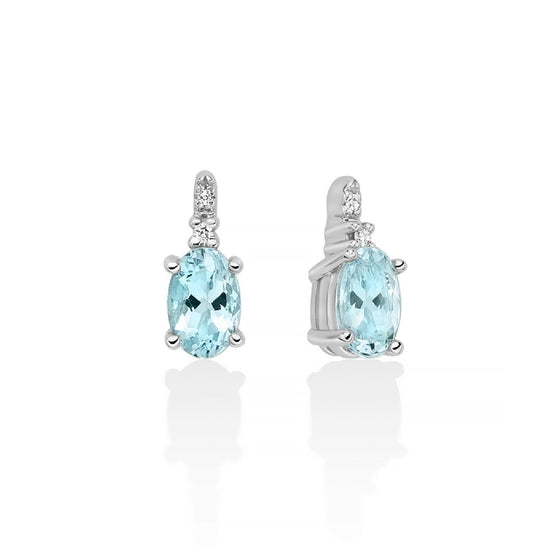 Orecchini donna Miluna oro bianco diamanti 0,0168ct e acquamarine 0,74ct ERD2850-1