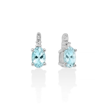 Orecchini donna Miluna oro bianco diamanti 0,0168ct e acquamarine 0,74ct ERD2850-1