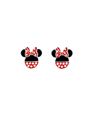 Orecchini a lobo da donna e bambina Disney Preziosi Minnie Mouse in argento 925 a forma di Topolina smaltata di rosso e nero ES00084SL.CS