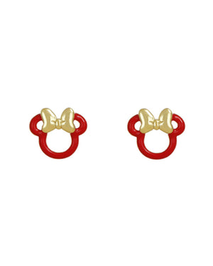Orecchini a lobo da donna e bambina Disney Preziosi Minnie Mouse in argento 925 oro a forma di Topolina smaltata di rosso ES00091YNRL.CS