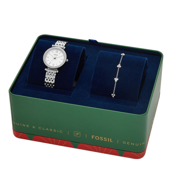 Cofanetto donna Fossil Carlie orologio solo tempo e bracciale con cristalli acciaio ES5315SET-5