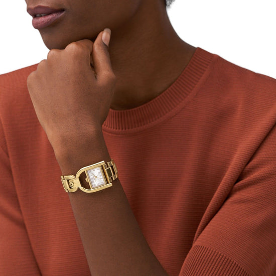 Orologio solo tempo Fossil Harwell da donna in acciaio oro con cassa a D 28mm ES5327-4