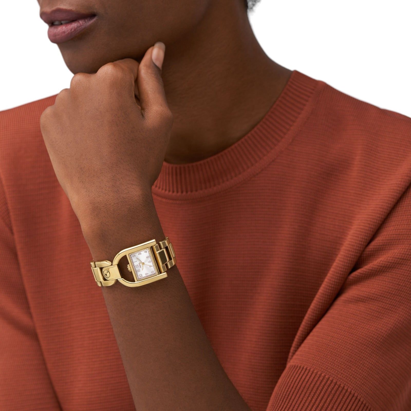 Orologio solo tempo Fossil Harwell da donna in acciaio oro con cassa a D 28mm ES5327-4