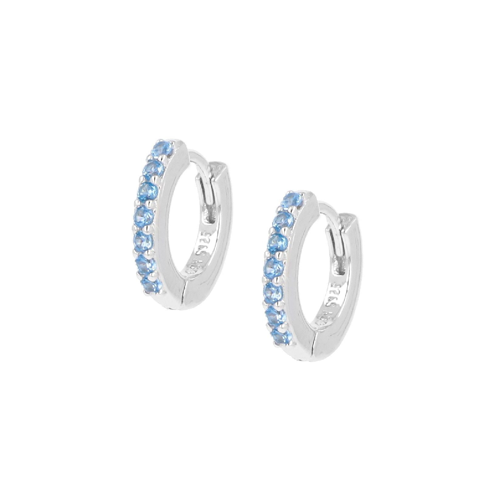 Orecchini cerchio donna Amen Tennis argento zirconi acqua marina ET1BAC-1