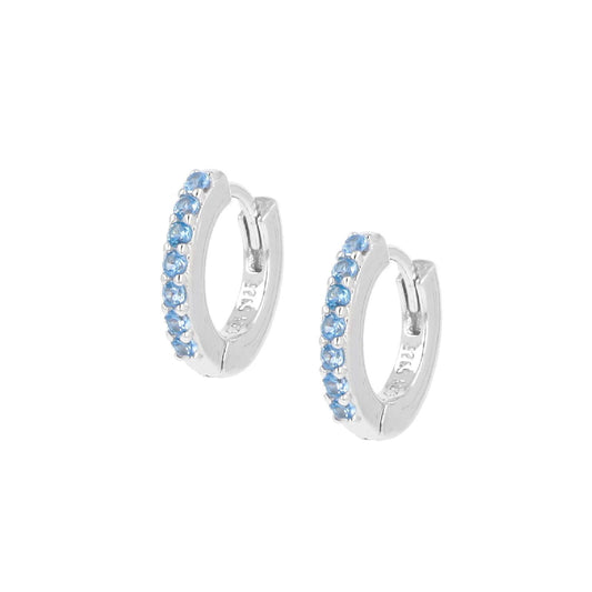 Orecchini cerchio donna Amen Tennis argento zirconi acqua marina ET1BAC-1