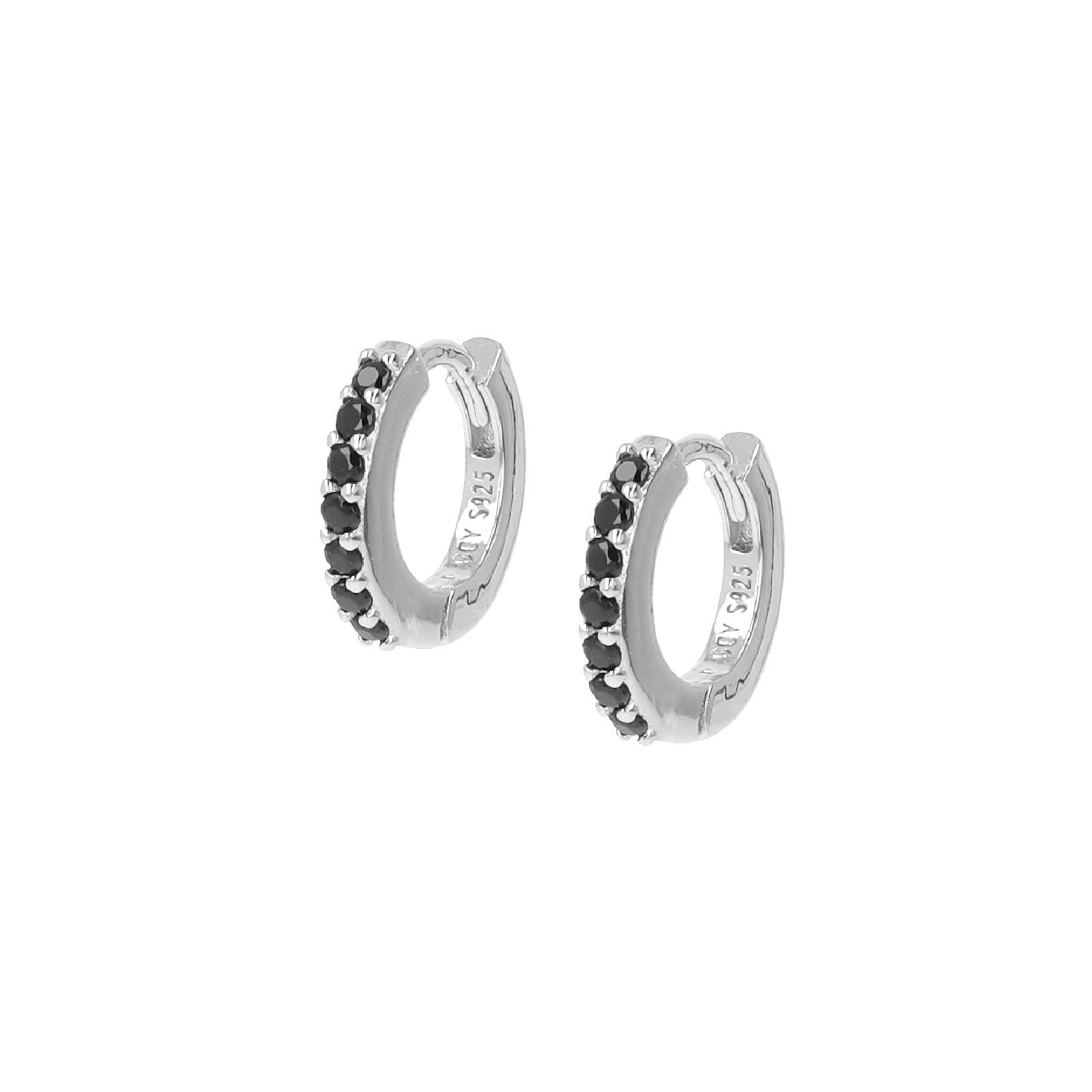 Orecchini cerchio donna Amen Tennis argento zirconi neri ET1BN-1