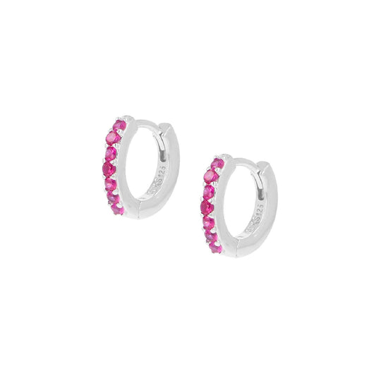 Orecchini cerchio donna Amen Tennis argento zirconi fucsia ET1BR-1