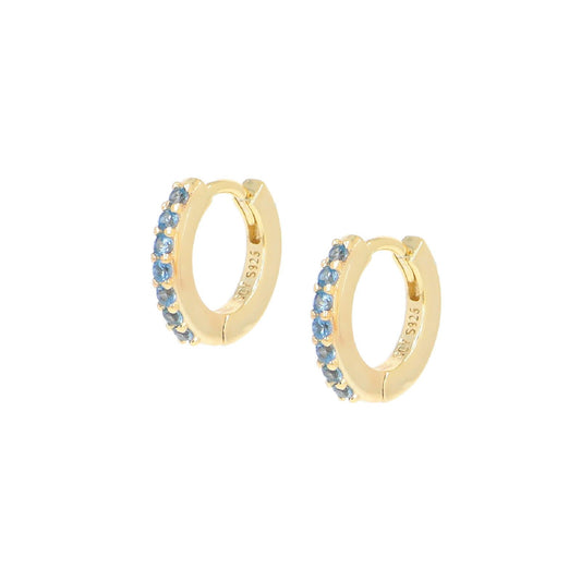 Orecchini cerchio donna Amen Tennis argento dorato zirconi acqua marina ET1GAC-1