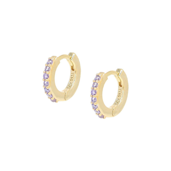 Orecchini cerchio donna Amen Tennis argento dorato zirconi lilla ET1GLI-1