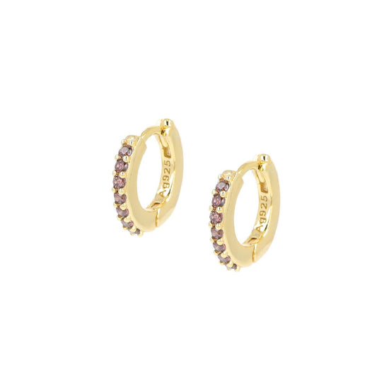 Orecchini cerchio donna Amen Tennis argento dorato zirconi marroni ET1GMA-1
