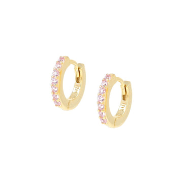 Orecchini cerchio donna Amen Tennis argento dorato zirconi rosa ET1GRO-1