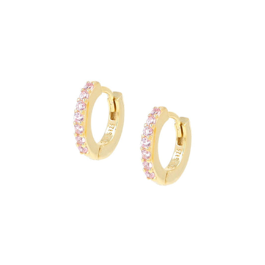 Orecchini cerchio donna Amen Tennis argento dorato zirconi rosa ET1GRO-1