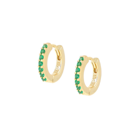 Orecchini cerchio donna Amen Tennis argento dorato zirconi verdi ET1GVE-1