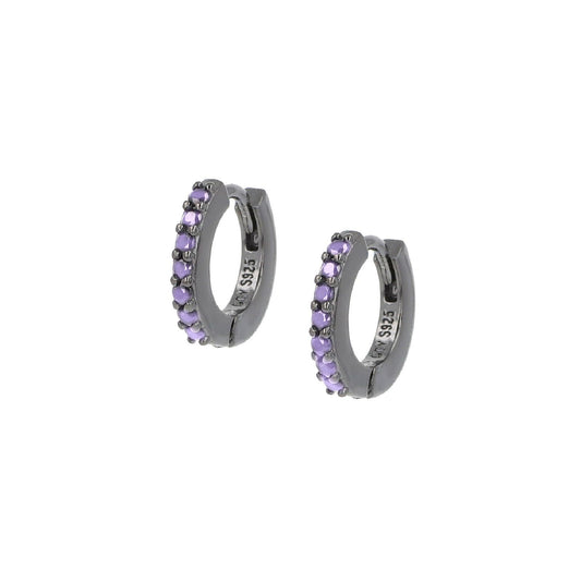 Orecchini cerchio donna Amen Tennis argento rutenio zirconi lilla ET1NLI-1