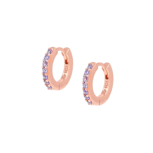 Orecchini cerchio donna Amen Tennis argento rosé zirconi lilla ET1RLI-1