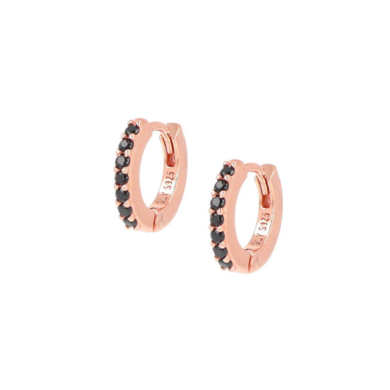 Orecchini cerchio donna Amen Tennis argento rosé zirconi neri ET1RN-1