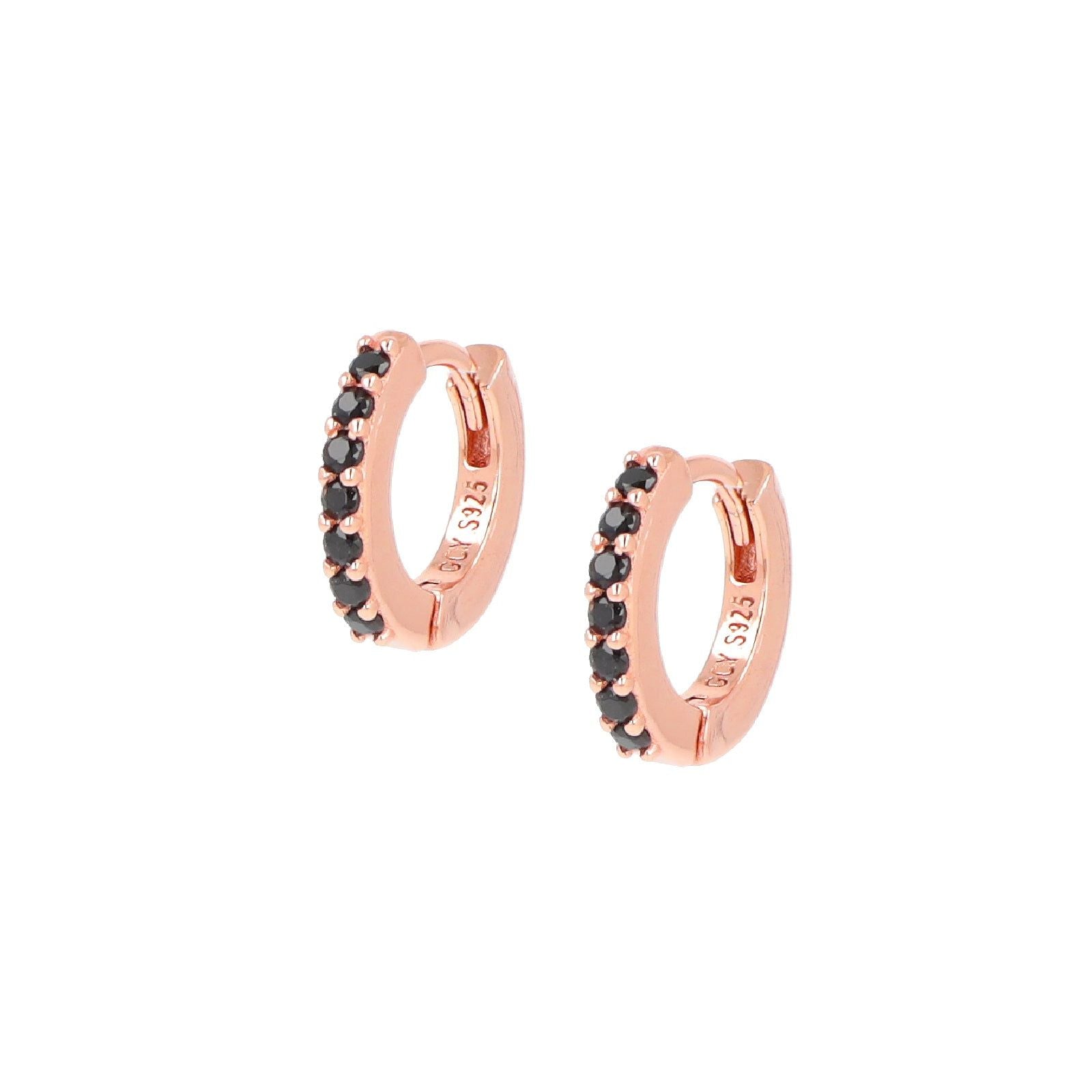 Orecchini cerchio donna Amen Tennis argento rosé zirconi neri ET1RN-1