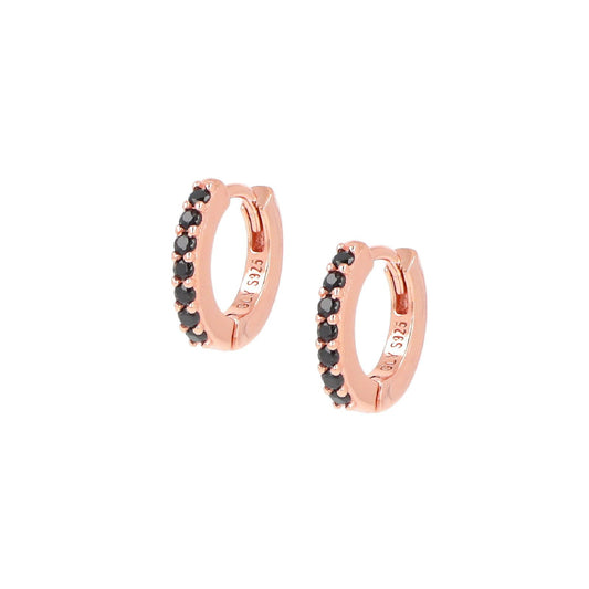 Orecchini cerchio donna Amen Tennis argento rosé zirconi neri ET1RN-1