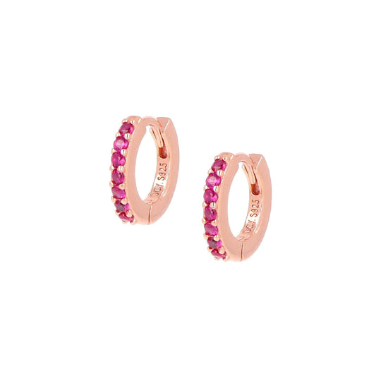 Orecchini cerchio donna Amen Tennis argento rosé zirconi fucsia ET1RR-1