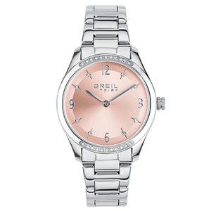 Orologio solo tempo da donna Breil Kyla con cassa 32 mm e bracciale in acciaio con quadrante rosa e cristalli EW0703