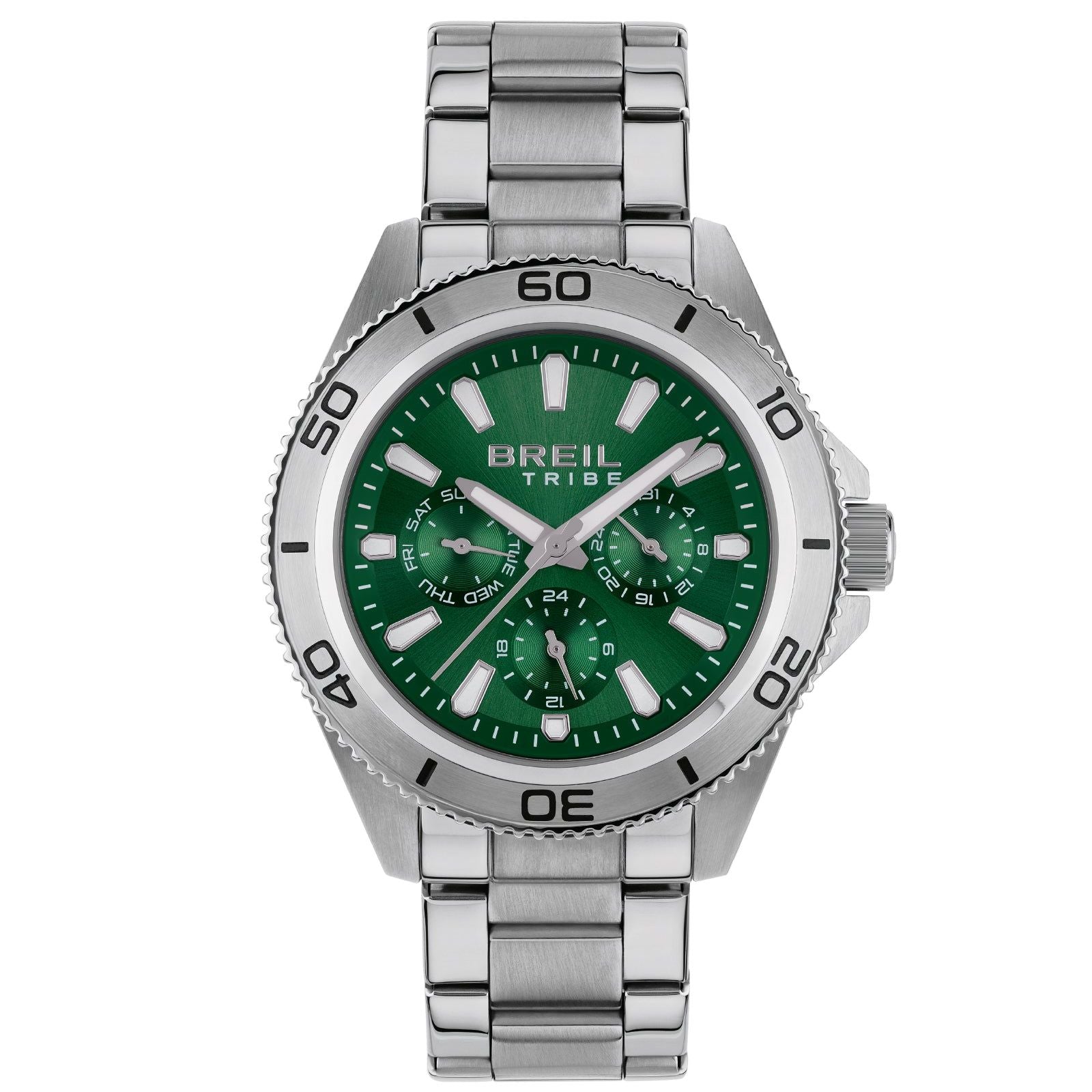 Orologio crono uomo Breil Challenge acciaio quadrante verde 42 mm EW0711-1