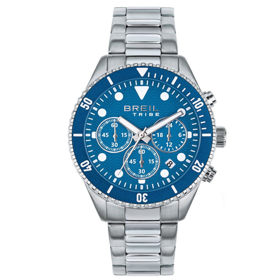 Orologio crono uomo Breil Overhand in acciaio con quadrante azzurro 41mm EW0715-1