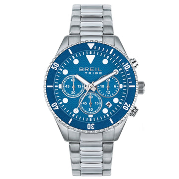 Orologio crono uomo Breil Overhand in acciaio con quadrante azzurro 41mm EW0715-1
