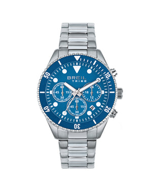 Orologio cronografo da uomo Breil Overhand con cassa 41mm e bracciale in acciaio con quadrante azzurro EW0715
