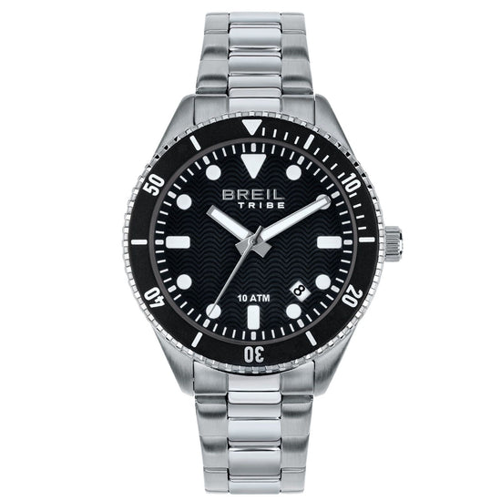 Orologio solo tempo uomo Breil Overhand in acciaio con quadrante nero 39mm EW0716-1