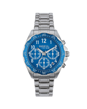 Orologio cronografo da uomo Breil Grow Up con cassa 37mm e bracciale in acciaio con quadrante azzurro EW0719